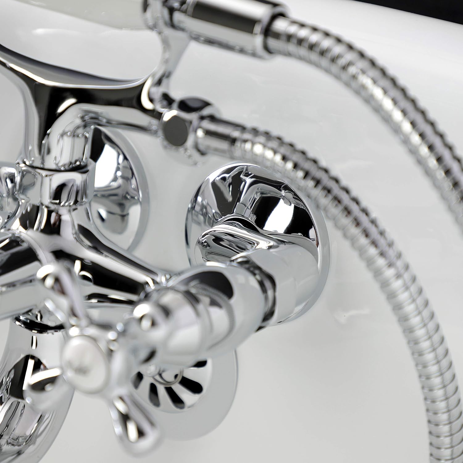 Kingston Brass KS225C Kingston Wall Mount Clawfoot Tub Faucet with Hand Shower, Polished Chrome