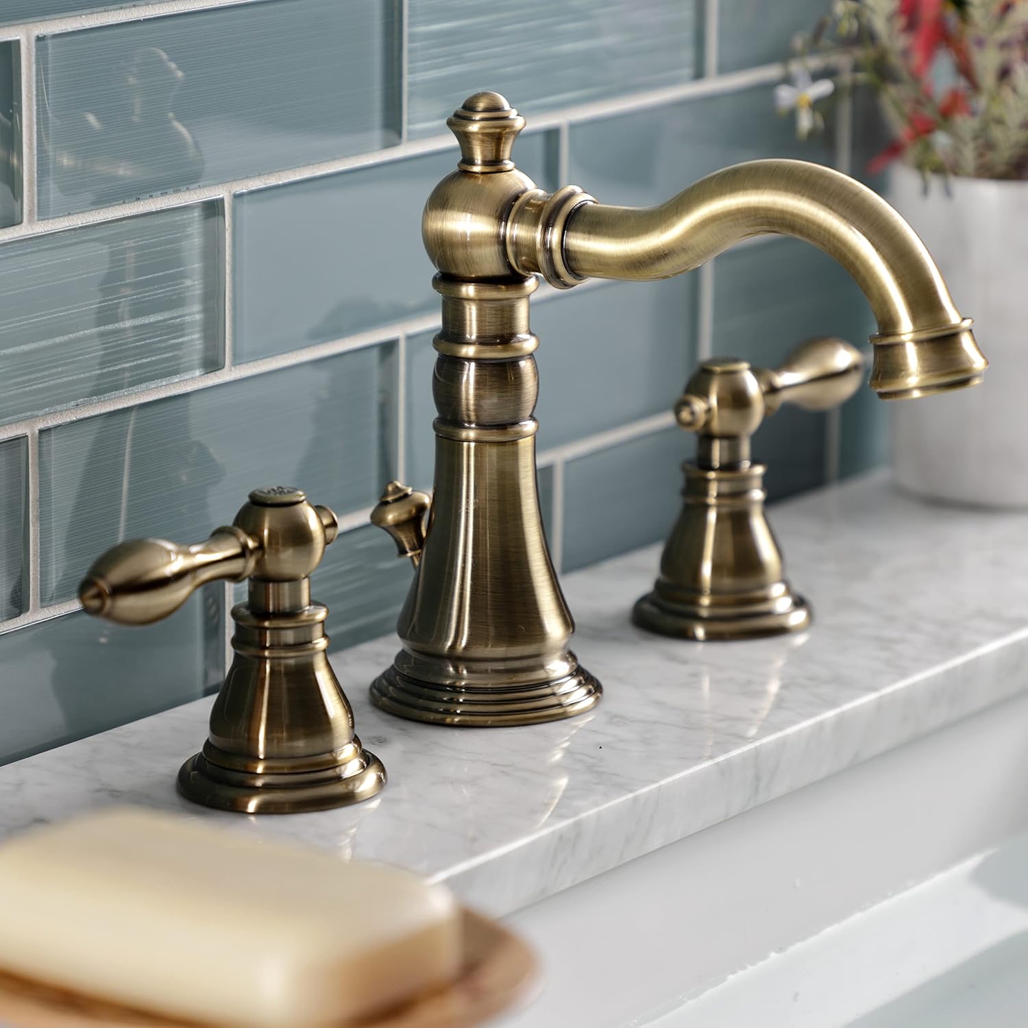 Kingston Brass Fauceture FSC19733ACL American Classic Widespread Bathroom Faucet, Antique Brass