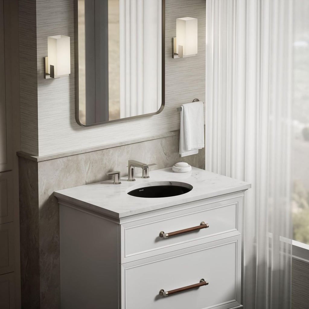 KOHLER K-2209-7 Caxton 17' Oval Undermount Bathroom Sink, Oval Basin, Overflow Drain, No Faucet Holes, Black Black