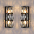 2 Light Modern Concise E12 Base Polyhedral Crystal Shade 2 Pack Wall Sconce Light Fixtures,Black Finish for Bathroom,Bedroom Living Room Bedside