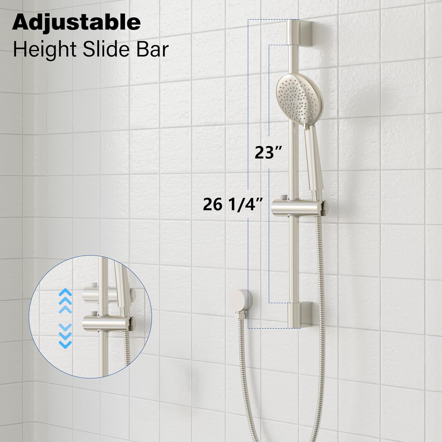 Gabrylly Shower System, Slide Bar Shower Faucet Set with High Pressure 10' Rain Shower Head and 5-Setting Handheld Spray, 2-Way Shower Valve Kit, Brushed Nickel