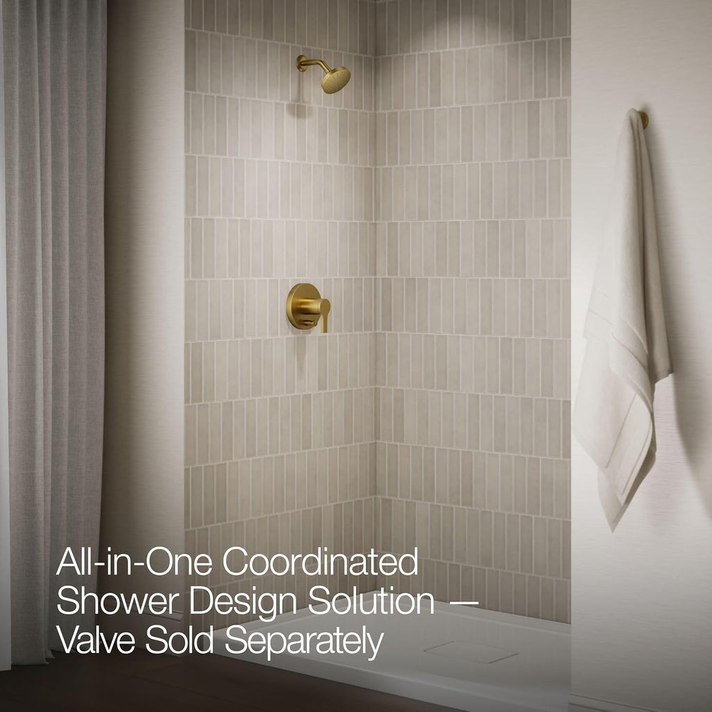 KOHLER T35326-4G-2MB, Elate Rite-Temp Shower Trim Kit with Push-Button Diverter, 1.75 GPM Showerhead, Vibrant Brushed Moderne Brass, Efficient Water Flow, Luxurious Shower Experience