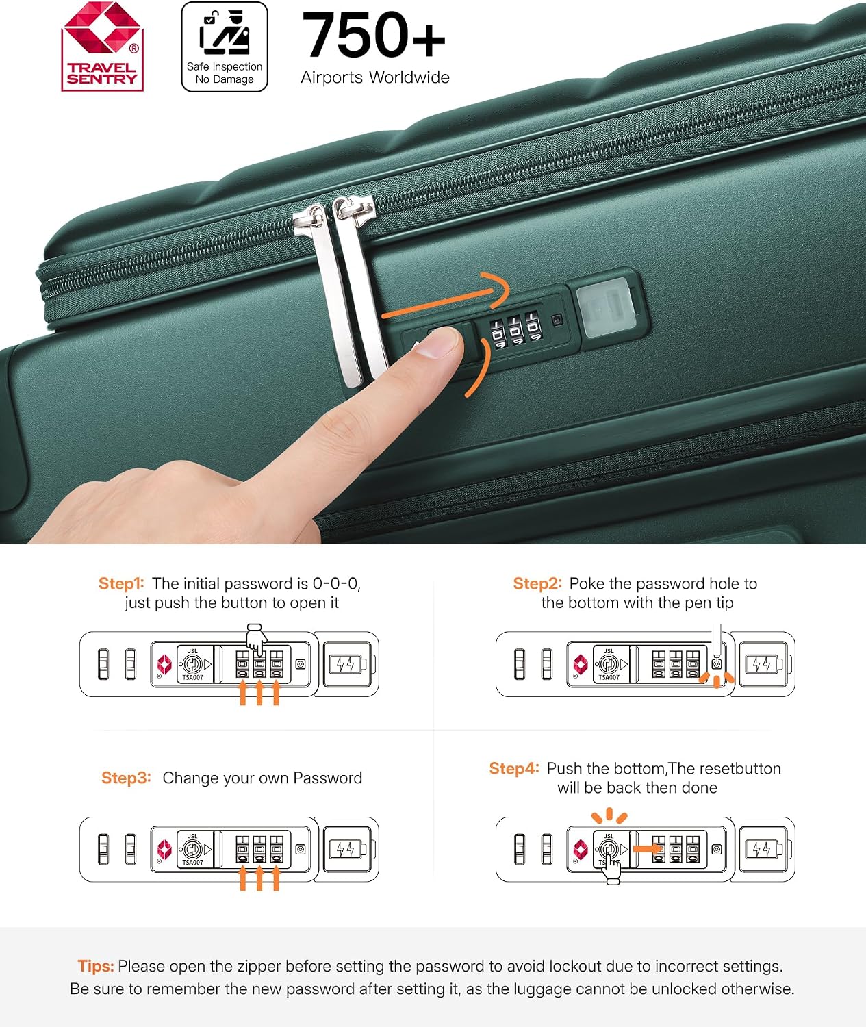 Expandable 20Inch Carry On Luggage Airline Approved - Top Opening Hardside Travel Suitcase Unbreakable -with Cup Holder,USB Charge,Side Pothook, 360°Spinner Wheels, TSA Lock-Green