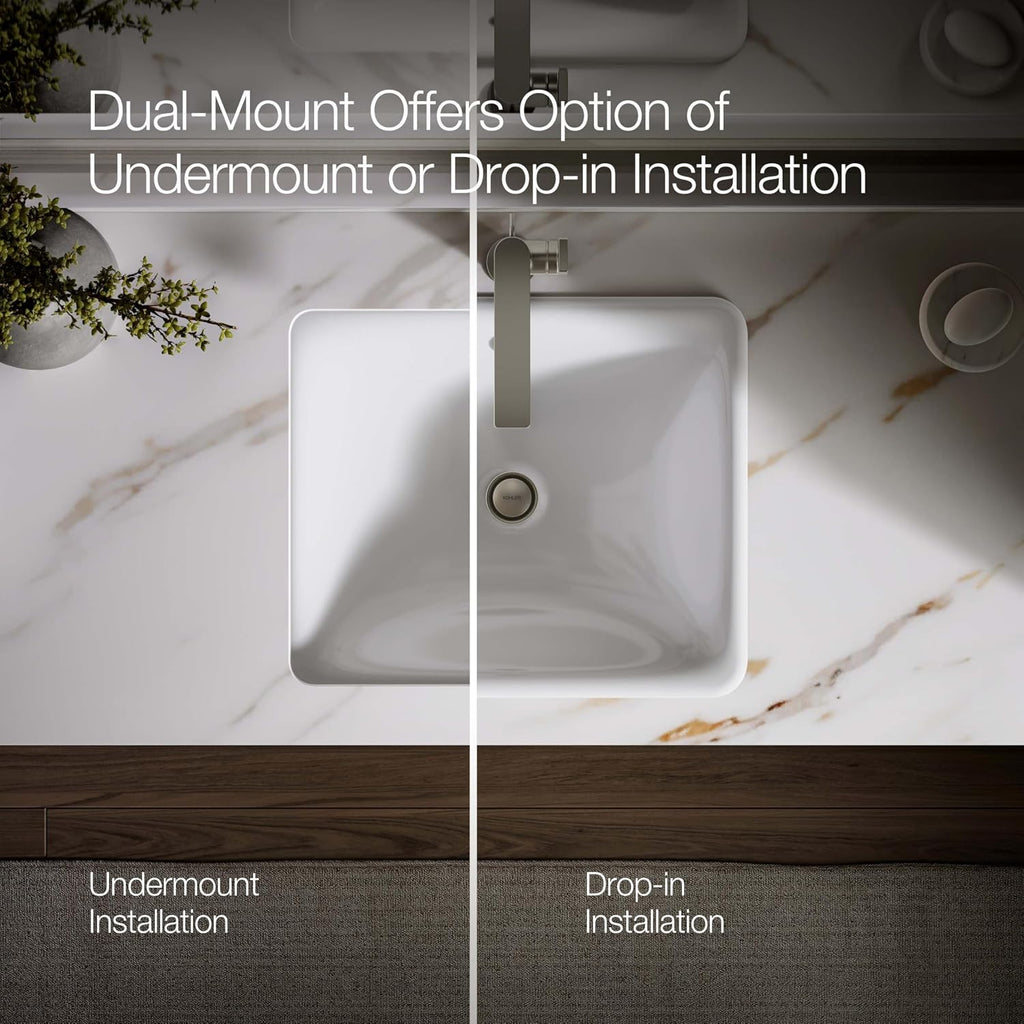 Kohler K-5400-0 Iron Plains Dual-Mount Bathroom Sink, White, 20.56