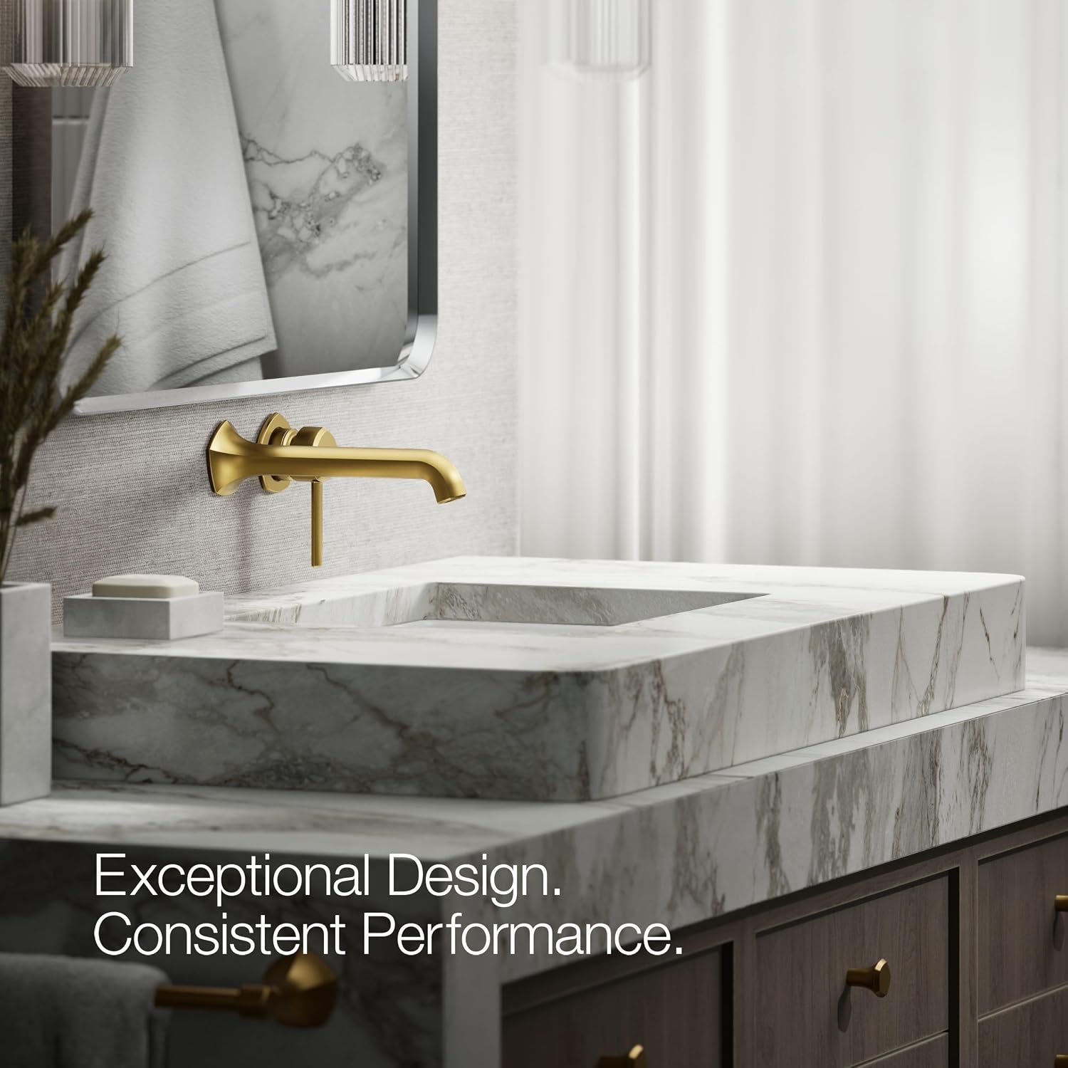 KOHLER K-27012-4-2MB Occasion Wall-Mount Bathroom Sink Faucet Handle, Premium Durable Metal, Corrosion Resistant, Vibrant Brushed Moderne Brass