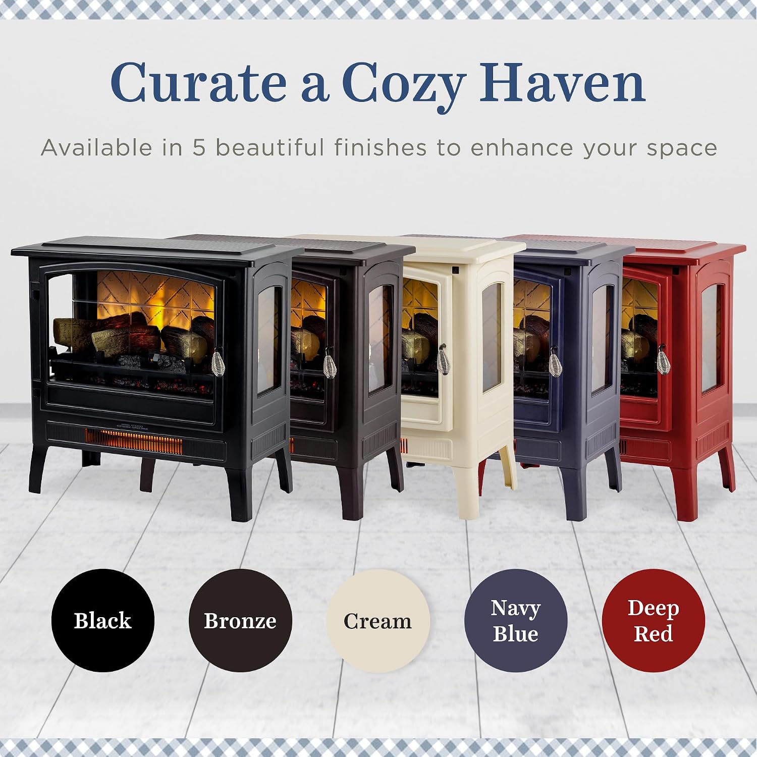 Country Living Infrared Freestanding Electric Fireplace Stove Heater in Black | Multiple Flame Colors, Metal Design with Faux Wooden Logs | Alexa/WiFi Enabled - Remote Included