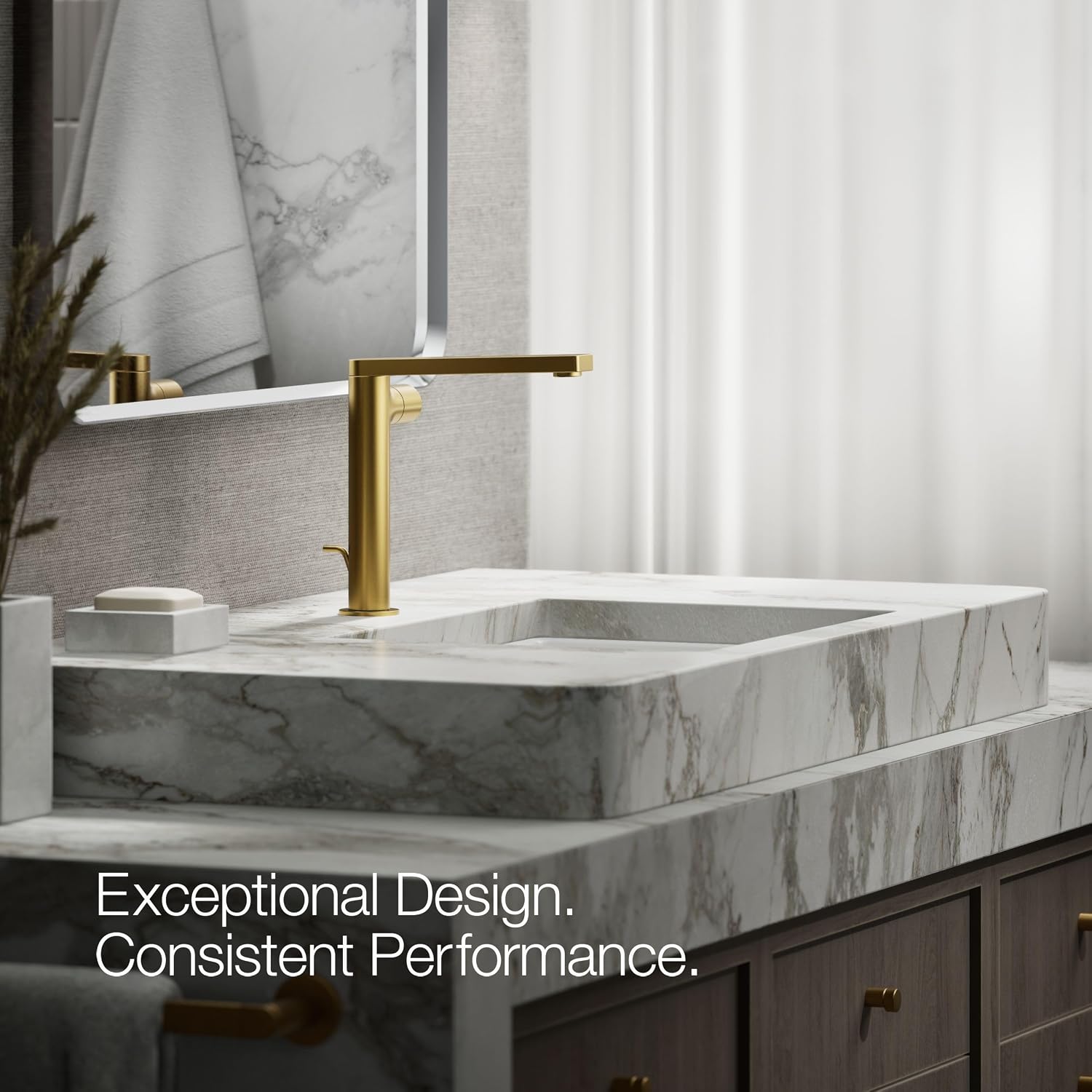 Kohler 73159-7-2MB Composed® Tall Single-Handle Bathroom Sink Faucet with Cylindrical Handle, 1.2 gpm, Vibrant Brushed Moderne Brass