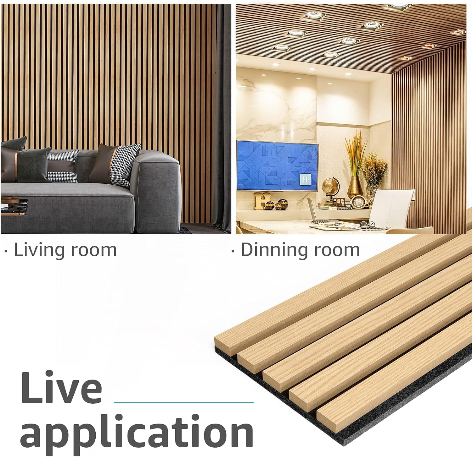 Art3d 6-Piece Wood Slat Acoustic Panels for Stylish Decor and Noise Reduction, 3D Textured Panel for Ceiling and Wall, Oak