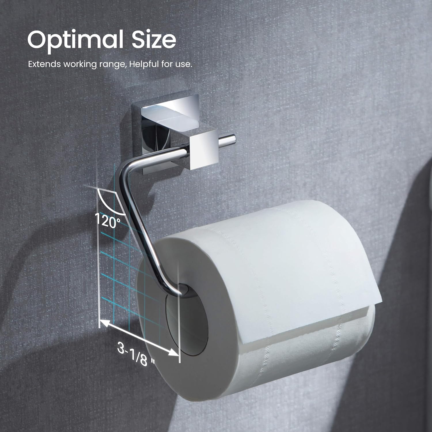 KIBI Cube Bathroom Hardware Set 5 Piece Bathroom Accessories Set | Towel Bar (24'), Towel Ring, Toilet Paper Holder, Robe Hooks (Chrome) (C-KBA15-5-2)