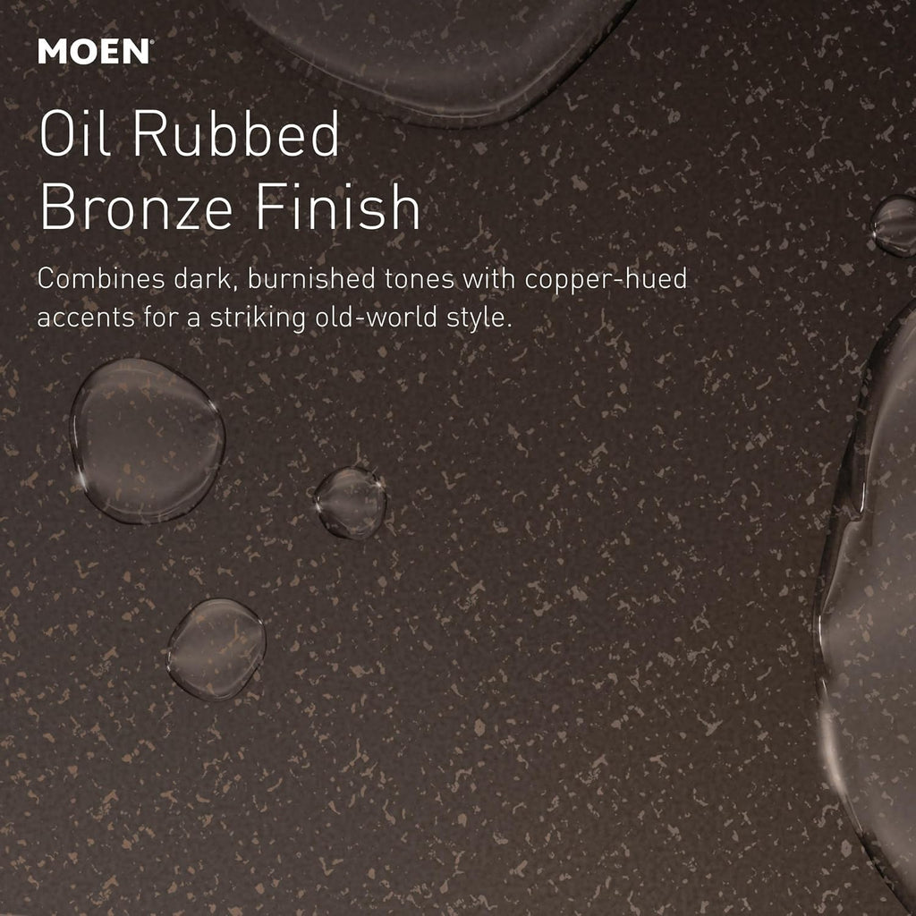 Moen Brantford Oil-Rubbed Bronze One-Handle Traditional Low-Arc Bathroom Faucet with Optional Deckplate and Available Vessel Sink Extension Kit, 6600ORB