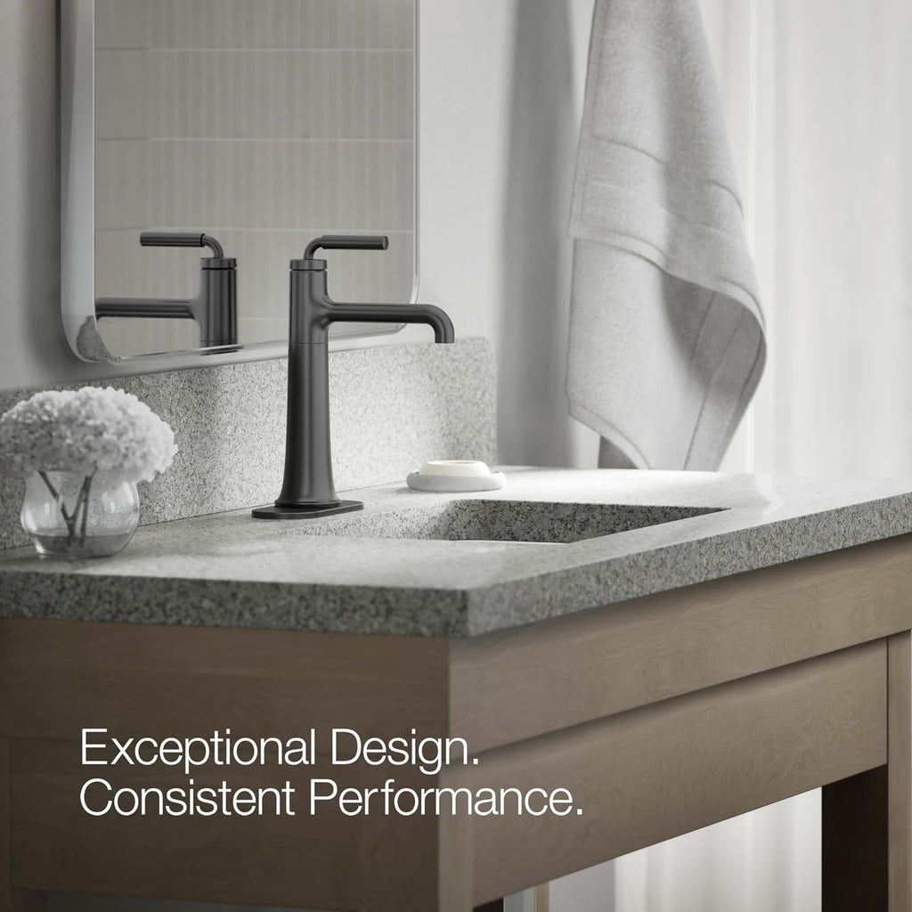 KOHLER 26437-4N-BL Tone K-26437-4N-BLB ToneTall Single Handle Bathroom Sink Faucet, 5 GPM, Matte Black