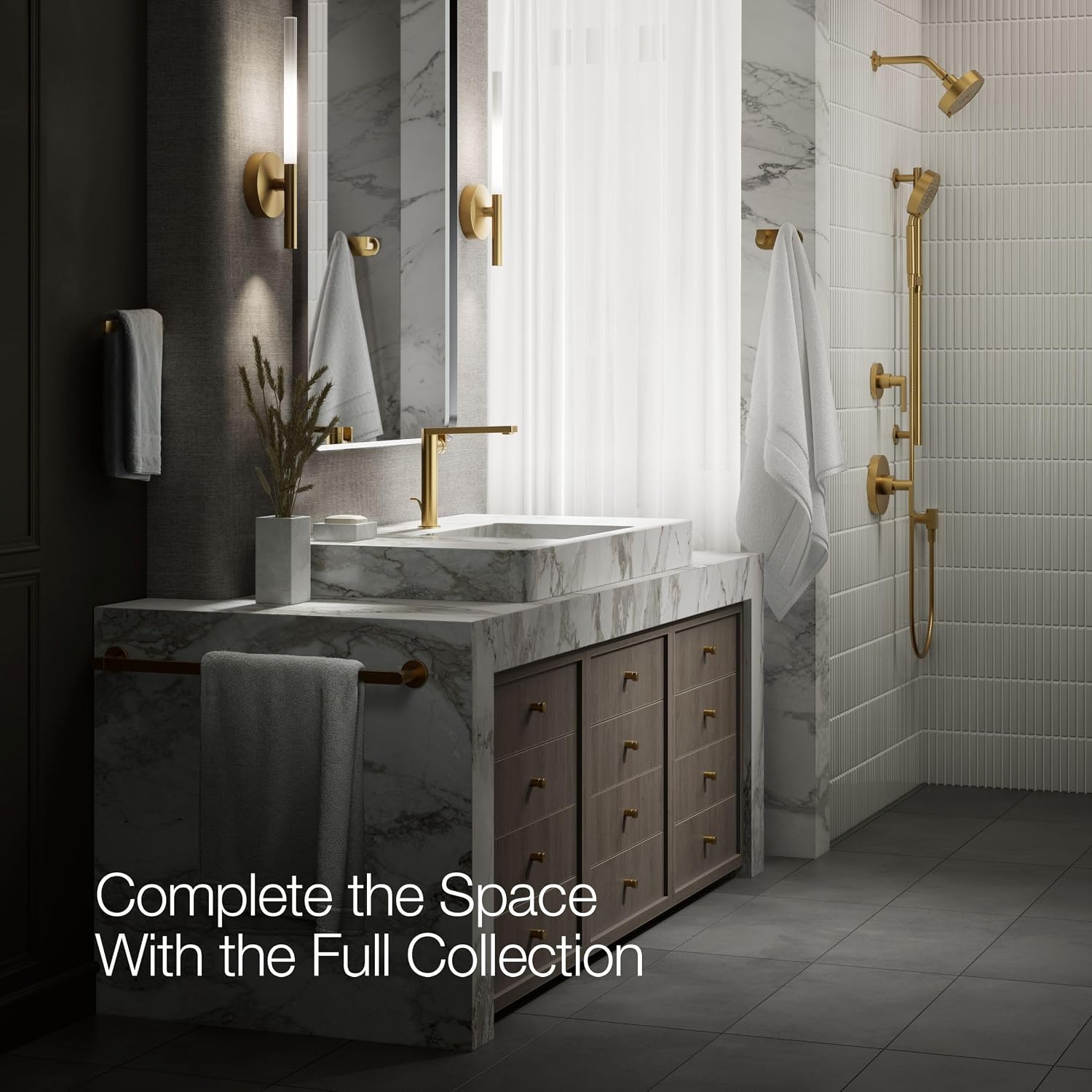 Kohler 73168-4-2MB Composed® Tall single-handle bathroom sink faucet with Lever handle, 1.2 gpm, Vibrant Brushed Moderne Brass