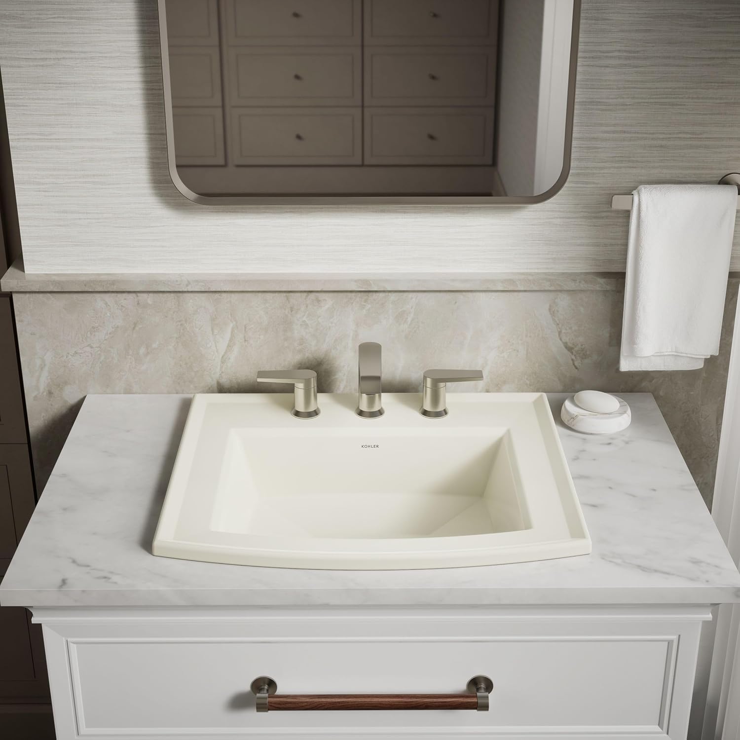 Kohler 2356-8-96 Archer® 22-3/4' rectangular drop-in bathroom sink, Biscuit