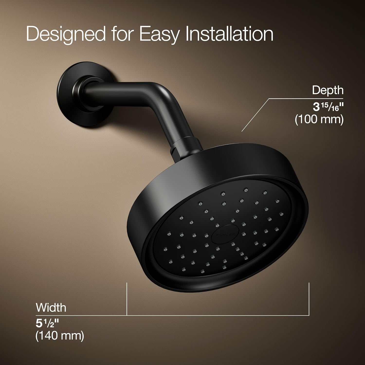Kohler 965-AK-BL Purist® Single-function showerhead, 2.5 gpm, Matte Black