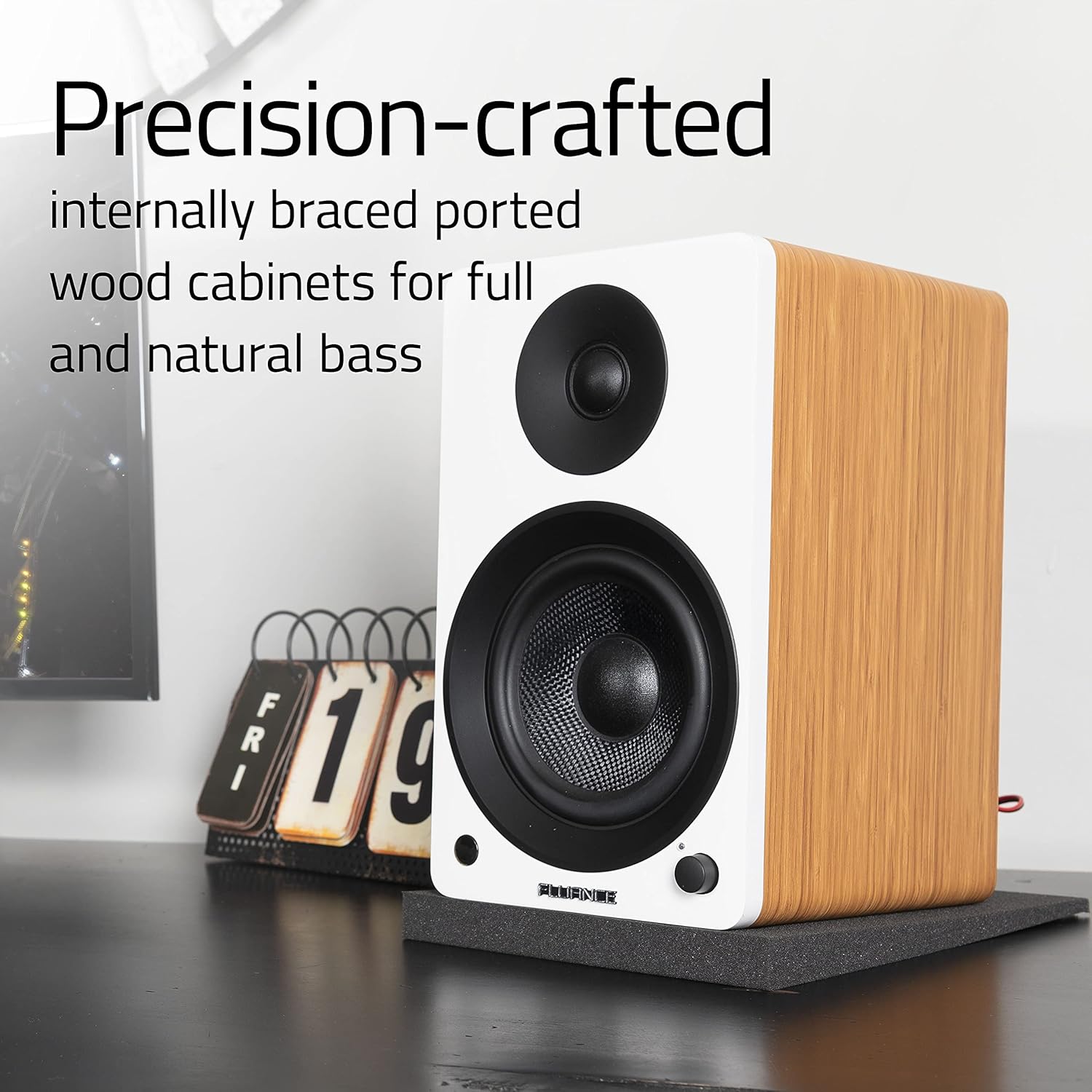 Fluance Ai41 Powered 2-Way 2.0 Stereo Bookshelf Speakers with 5' Drivers, 90W Amplifier for Turntable, TV, PC and Bluetooth 5 Wireless Music Streaming with RCA, Optical, Subwoofer Out (Natural Walnut)
