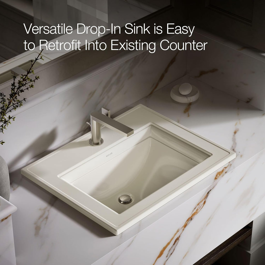 Kohler 2337-1-95 Memoirs® Stately 22-3/4' rectangular drop-in bathroom sink, Ice Grey