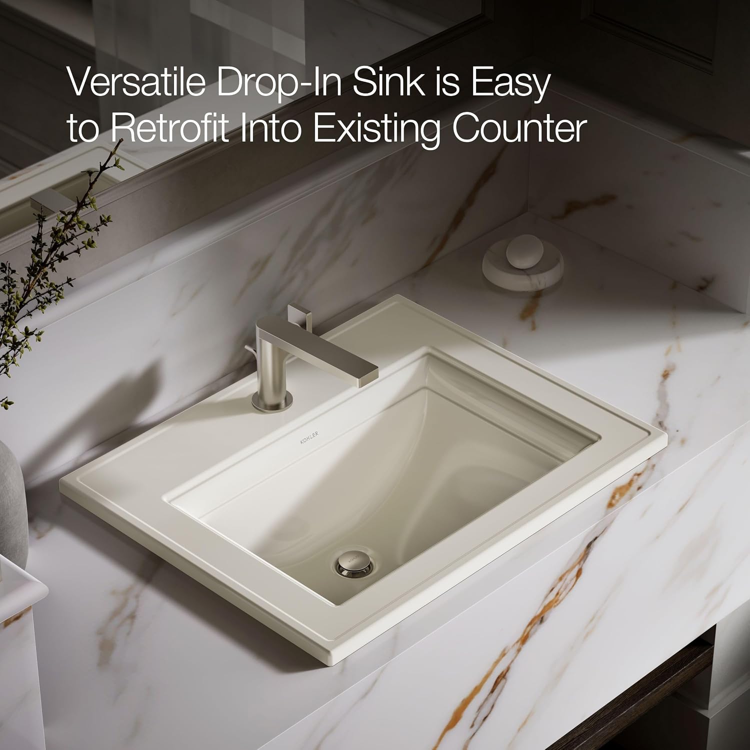 Kohler 2337-1-95 Memoirs® Stately 22-3/4' rectangular drop-in bathroom sink, Ice Grey