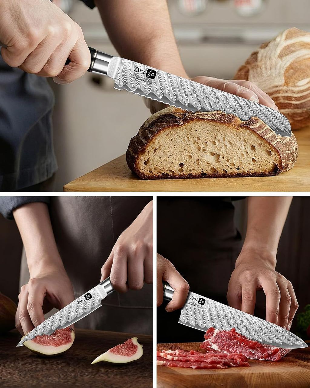 5 Pieces Damascus Knife Set, Japanese Chef Knife Set with Galaxy Pattern Resin Handle, 67-Layers Damascus Steel, Gift Box Included 5' Paring, 6' Boning, 7' Santoku, 8' Chef & 8' Bread Damascus Knives