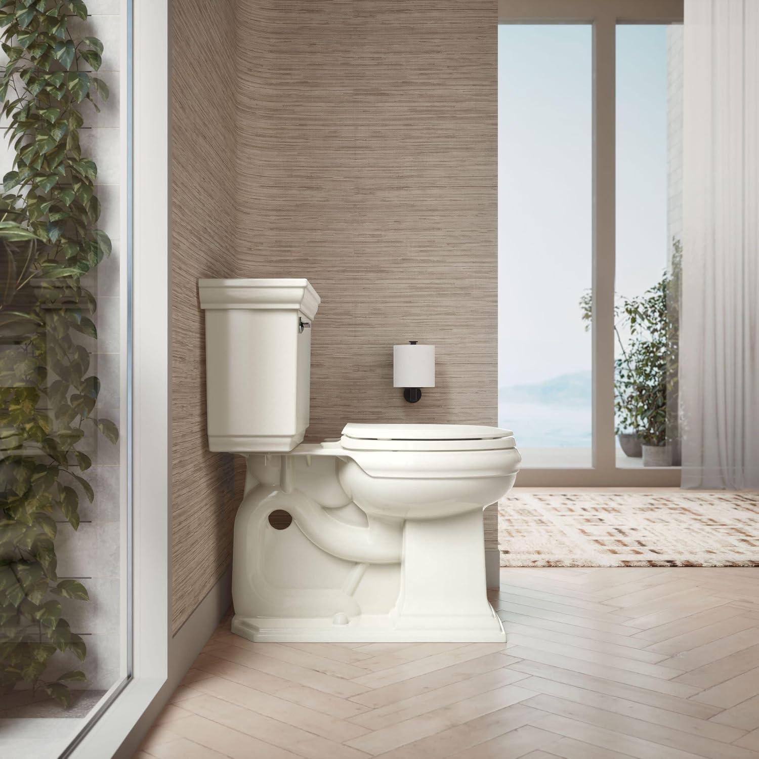 KOHLER K-4662-47 Lustra with Quick Release Hinges Round-Front Toilet Seat, Almond