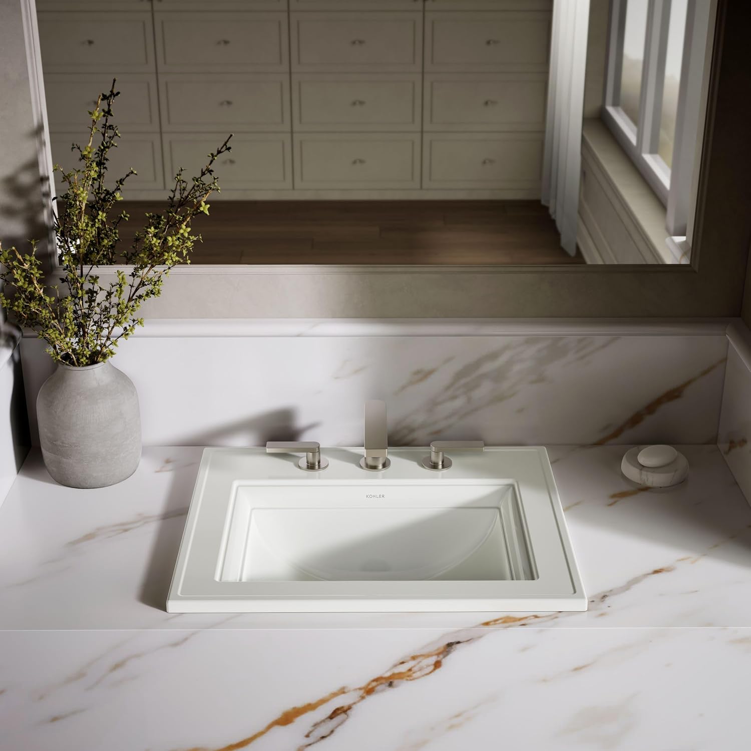 Kohler 2337-8-96 Memoirs® Stately 22-3/4' rectangular drop-in bathroom sink, Biscuit