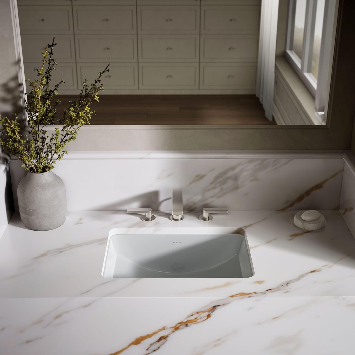 Ladena Rectangular Undermount Sink in Ice Grey