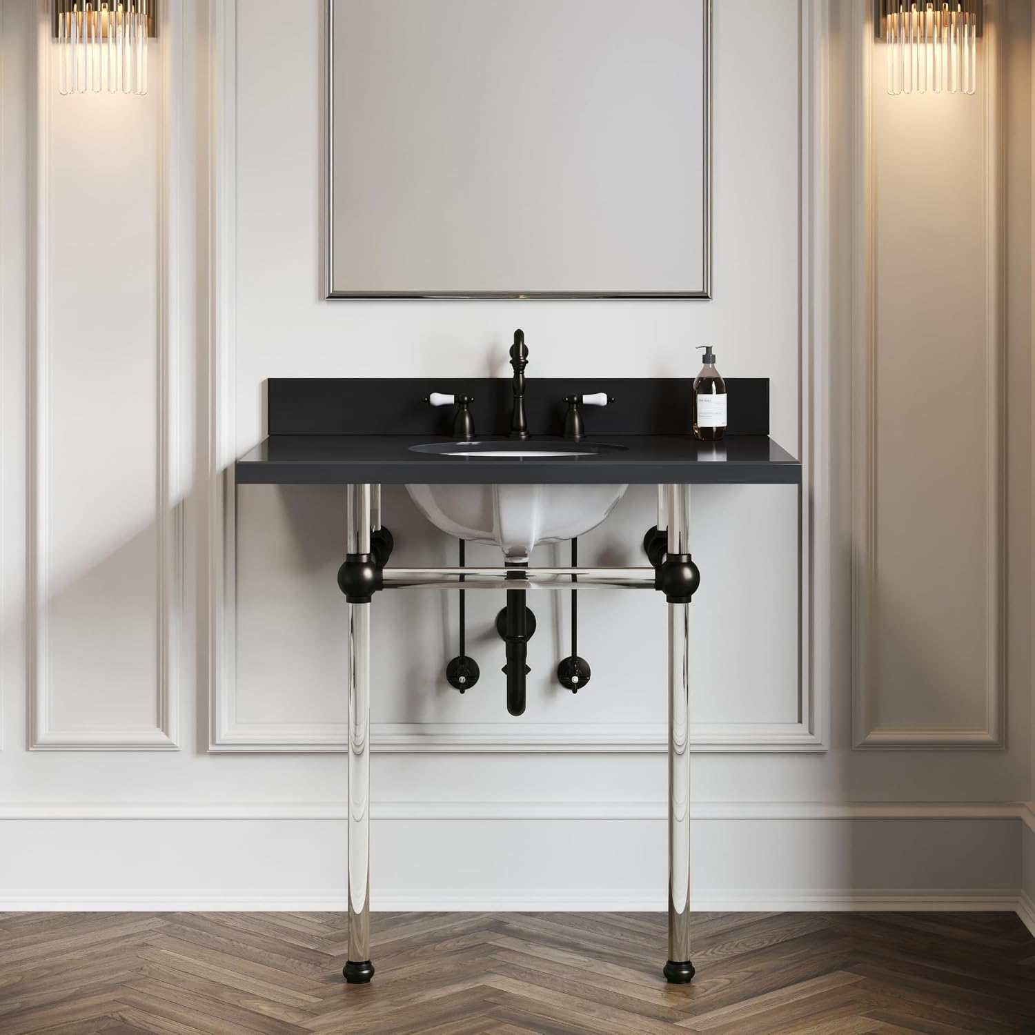 Kingston Brass KB1975PL Heritage Widespread Lavatory Faucet with Porcelain Lever Handle, Oil Rubbed Bronze