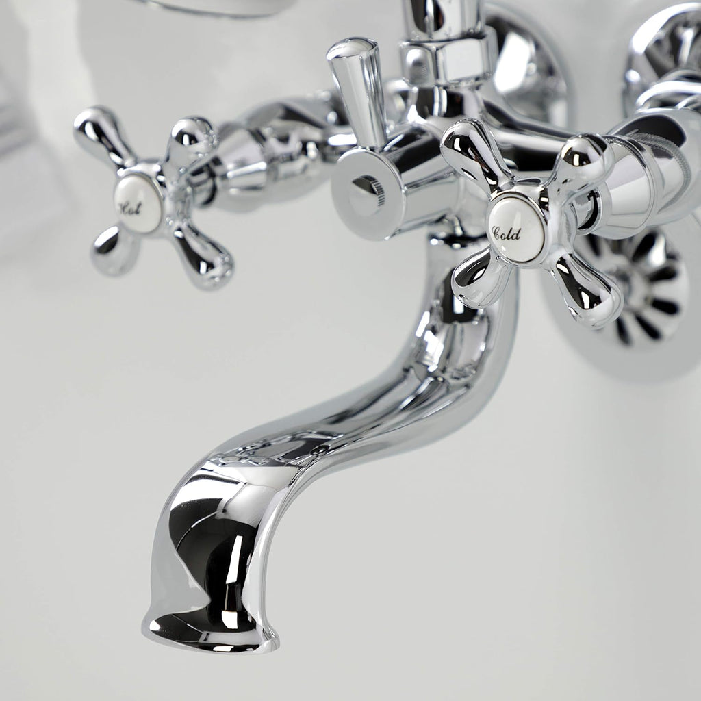 Kingston Brass KS225C Kingston Wall Mount Clawfoot Tub Faucet with Hand Shower, Polished Chrome