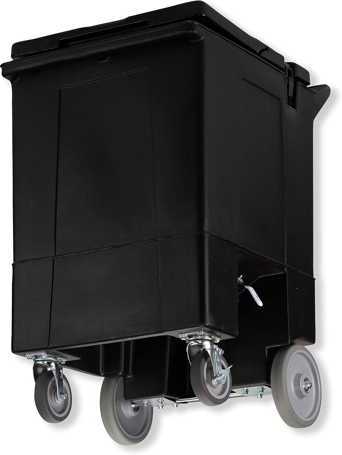 Carlisle FoodService Products Cateraide Ice Caddy on Wheels – 125 LB Tall Ice Cart with Nylex Latches and 2 Swivel Casters, Insulated Commercial Bin for Catering, Bars, and Restaurants – Black