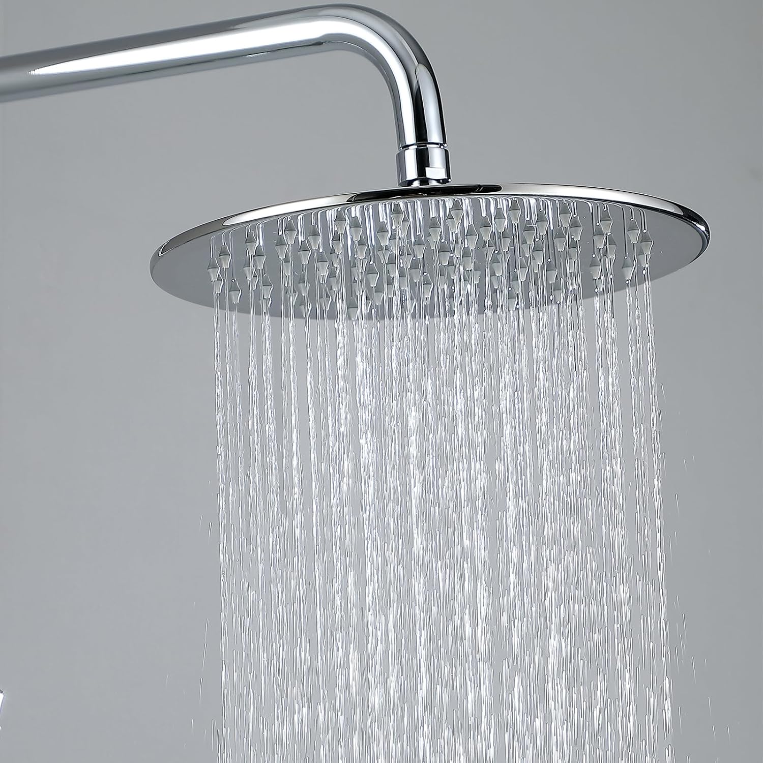 RBROHANT Exposed Shower System with Tub Spout, Polished Chrome Exposed Pipe Shower Faucet with 3 Functions Brass Shower Valve, Shower Height Adjustable, Wall Mounted