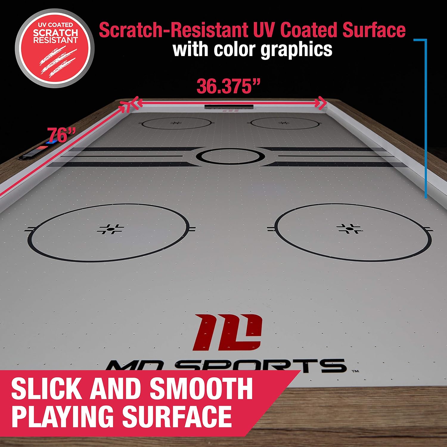 MD Sports Air Hockey Table with Arcade Electronic Scorer, Perfect for Family Game Rooms
