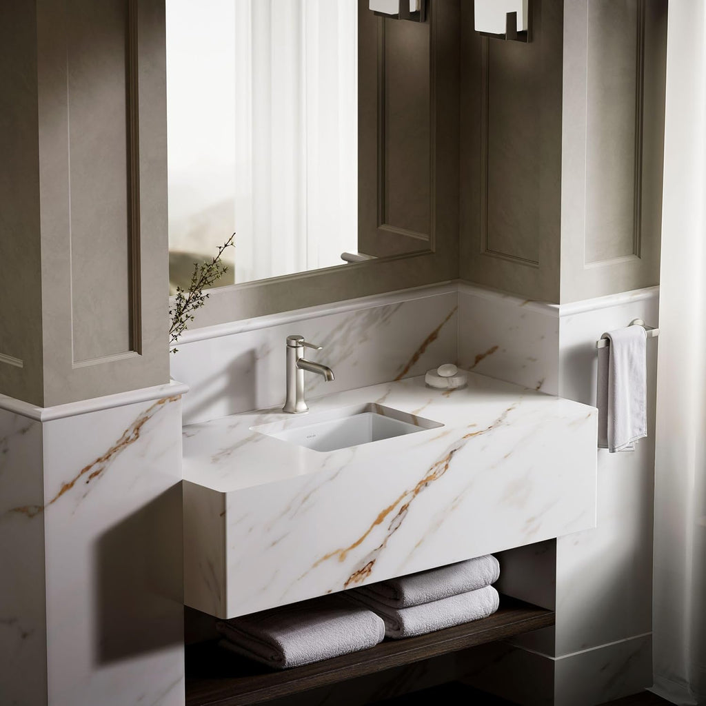 KOHLER Verticyl 17' Undermount Bathroom Vanity Sink With Overflow Drain, Undermount Bathroom Sink, White
