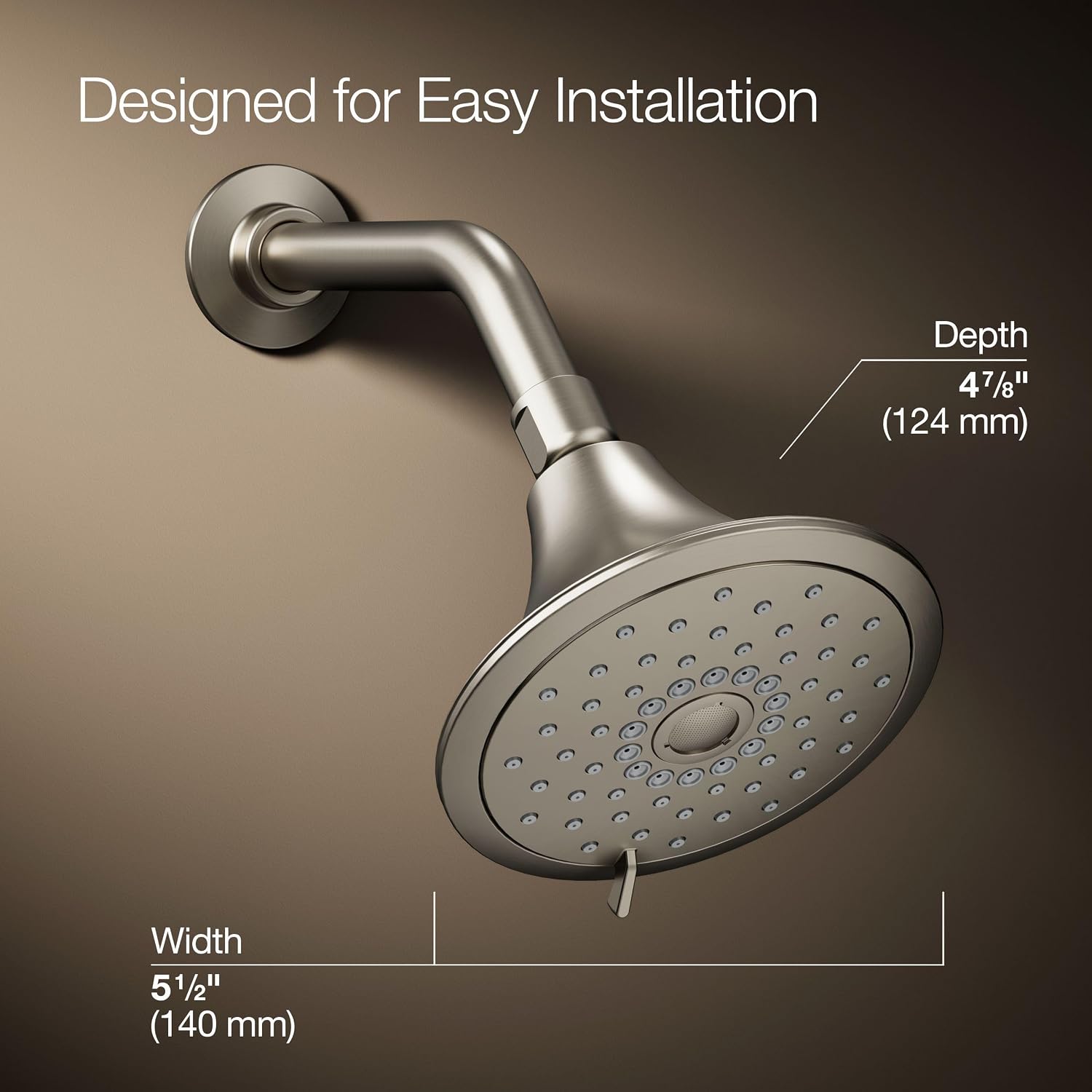KOHLER 22169-G-BN Forté® Three-function showerhead, 1.75 GPM, Corrosion Resistant, Full Coverage, Pulsating Massage, Silk Spray, Vibrant Brushed Nickel