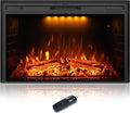 43 inch Electric Fireplace, Wall Fireplace Electric with Remote Control, Realistic Log and Crackling Sound, Overheating Protection and Timer, 750/1500W Black