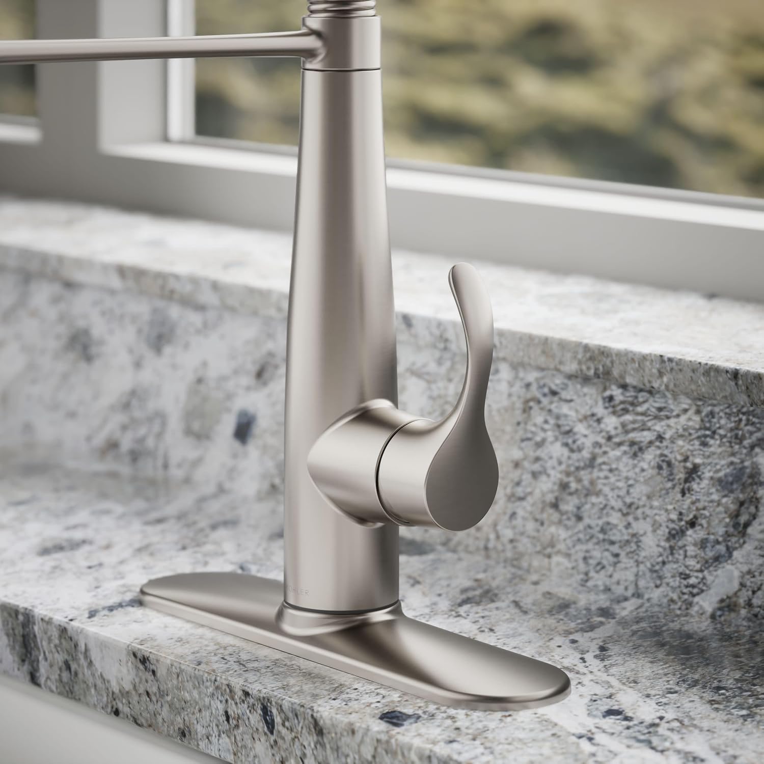 KOHLER 22033-VS Simplice Semi Professional Kitchen Sink Faucet, Pre-Rinse Kitchen & Commercial Faucet, Vibrant Stainless, 9' x 9-1/4' x 21-5/8'