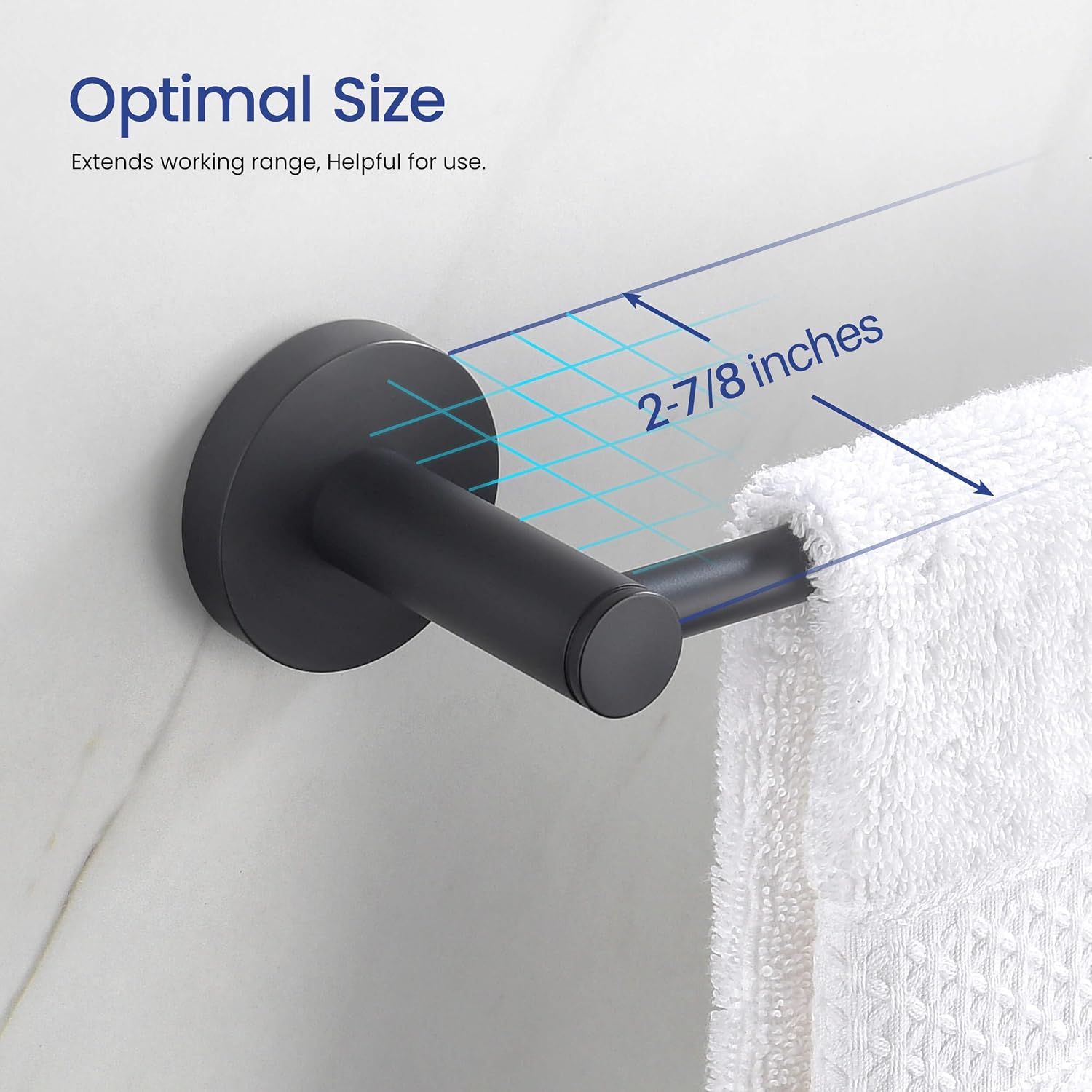 KIBI Circular Bathroom Hardware Set 5-Piece | 24' Towel Bar, Towel Ring, Toilet Paper Holder, 2 Robe Hooks | Wall-Mounted Solid Brass Bathroom Accessories | Matte Black, C-KBA14-5-1