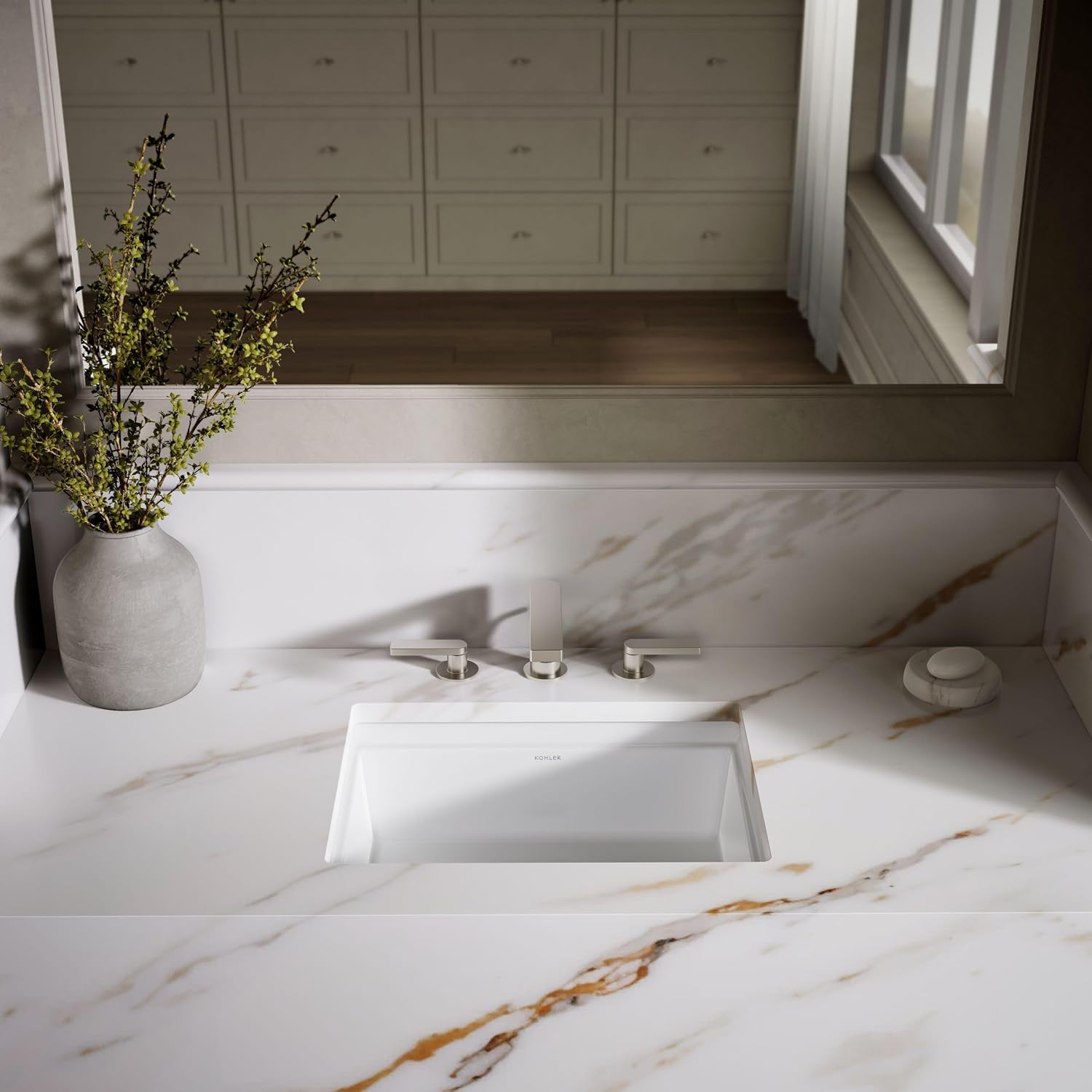 Kohler K-21783-0 Artifacts 21 1/4' Rectangle Undermount Bathroom Sink, White