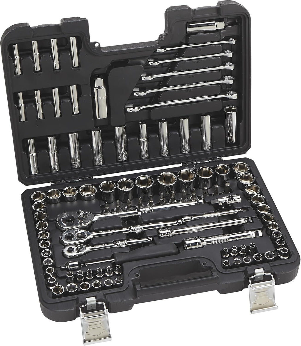 Klutch Mechanic's Socket Set - 97-Pc 1/4in 3/8in. & 1/2in. Drive, SAE & Metric