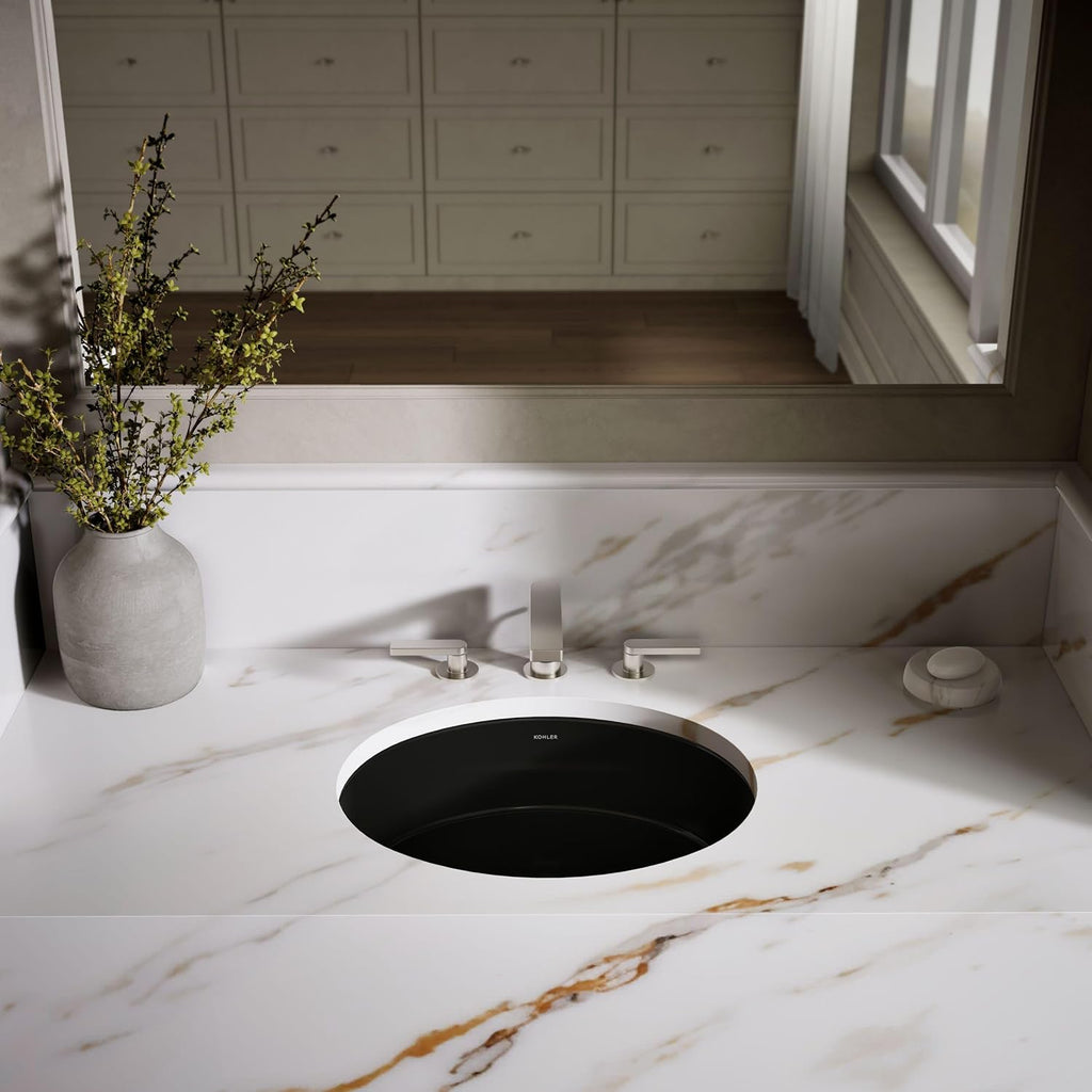 Kohler K-2881-7 1-Bowl Undermount Bath Sink Black Black