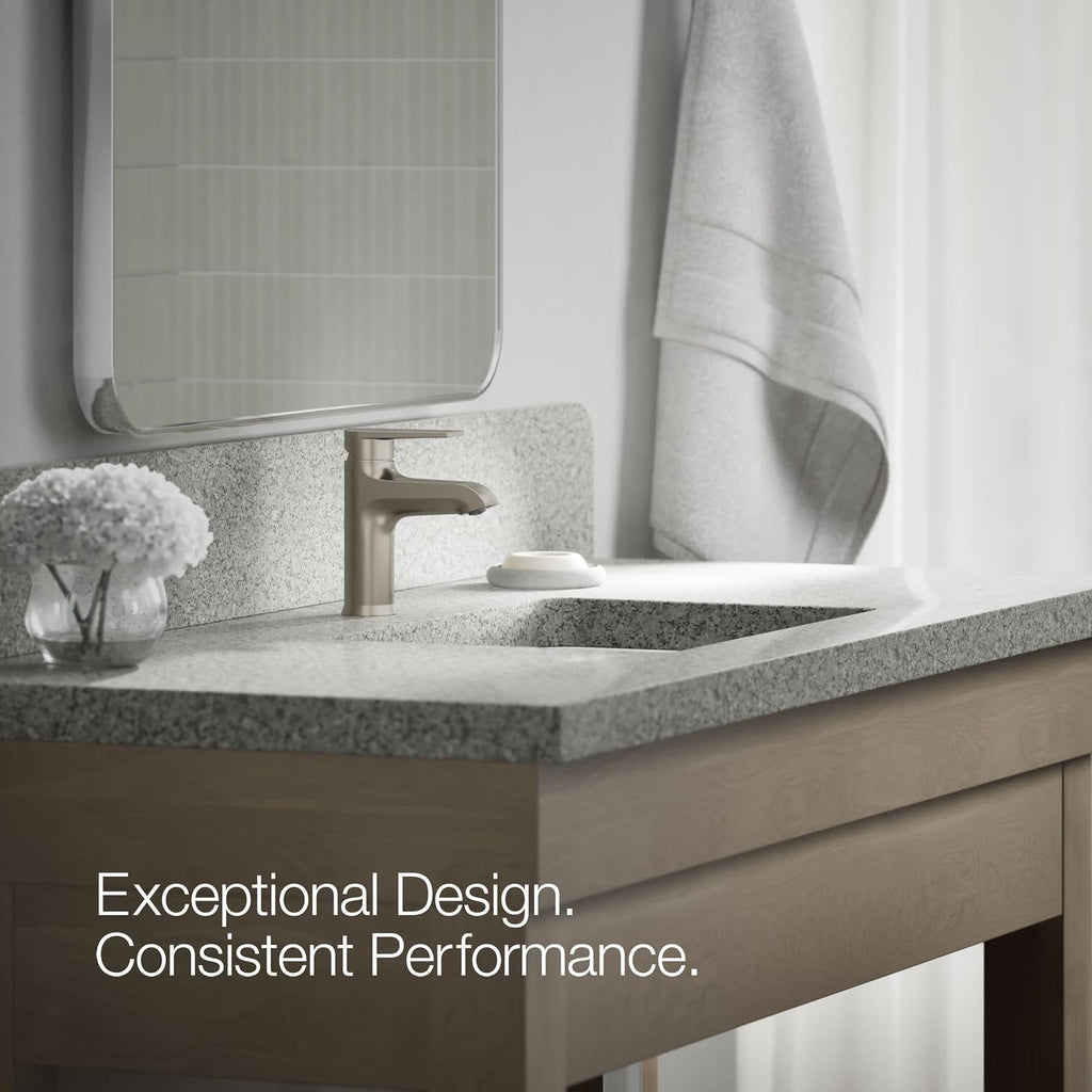 KOHLER K-37894-4-BN Hint® Centerset Bathroom Sink Faucet, Bathroom Faucets for Sink 3-Hole, 1.2 GPM, Vibrant Brushed Nickel