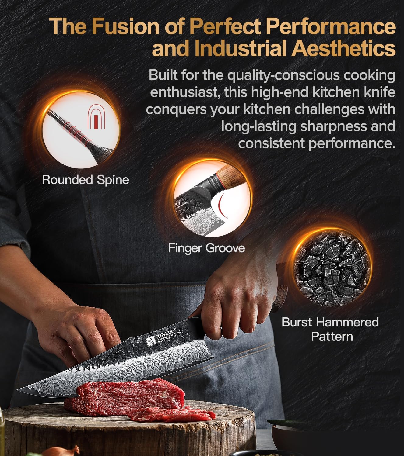 XINZUO 10 inch Professional Chef Knife,67 Layers 10Cr15CoMov High Carbon Damascus Steel Knife For Kitchen,Very Sharp，White Oak + Red G10 Gasket Handle