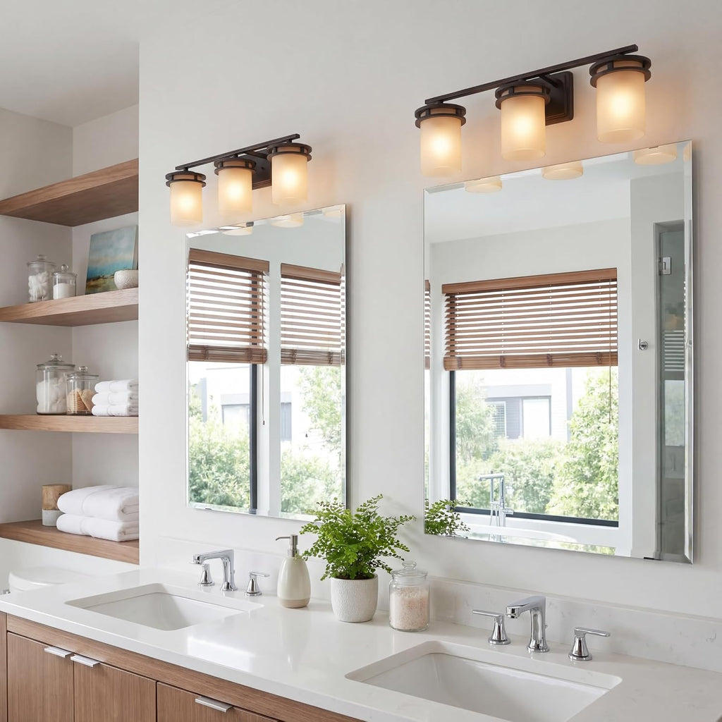 Kichler Hendrik 24' 3 Light Vanity Light with Light Umber Etched Glass Olde Bronze®