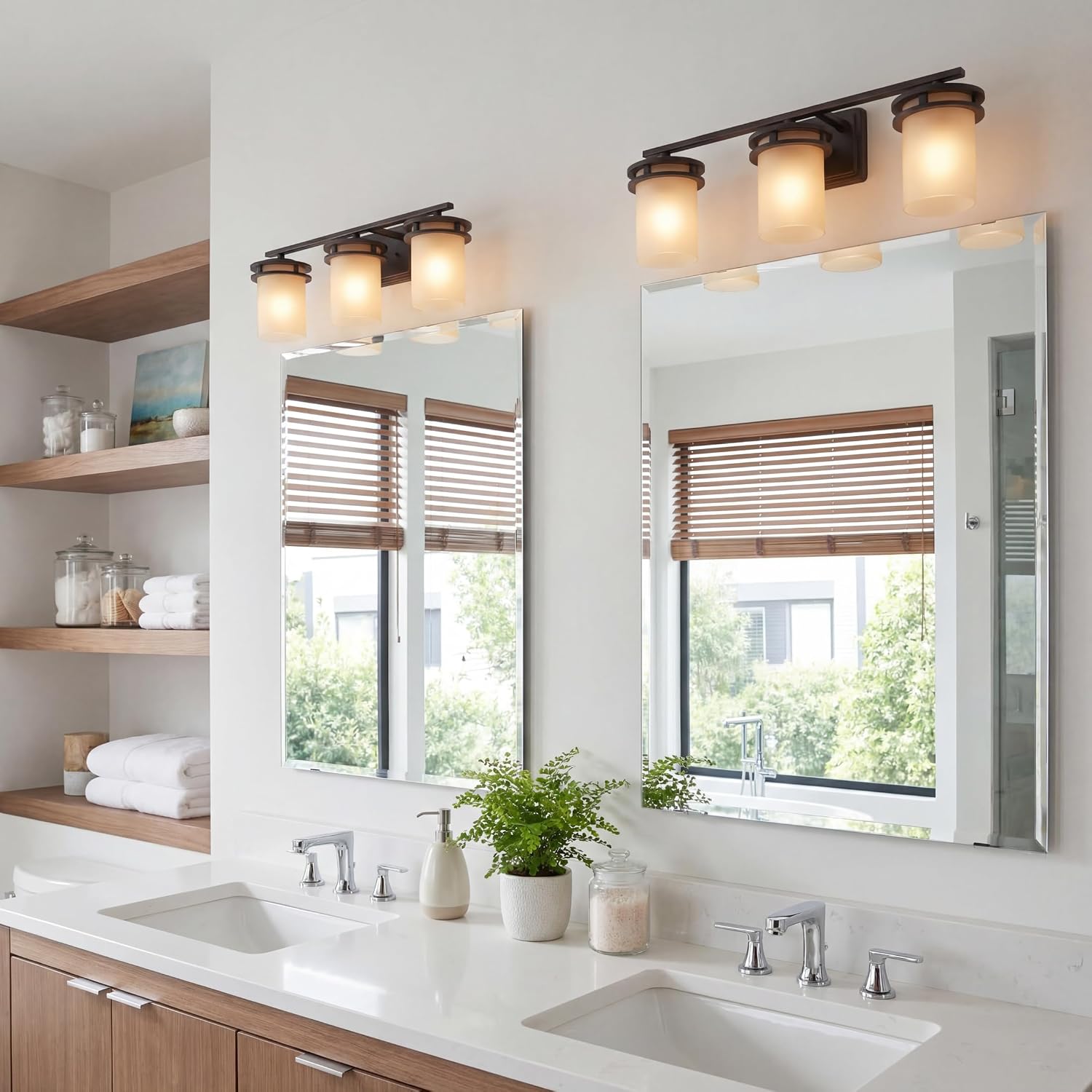 Kichler Hendrik 24' 3 Light Vanity Light with Light Umber Etched Glass Olde Bronze®