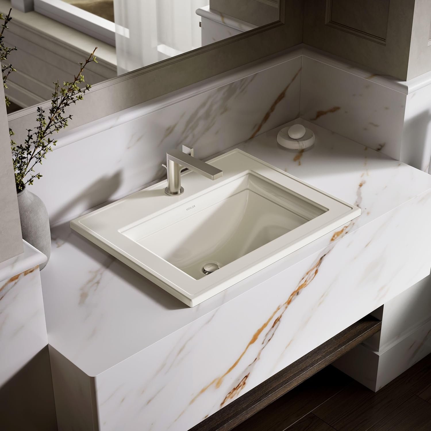 Kohler 2337-1-95 Memoirs® Stately 22-3/4' rectangular drop-in bathroom sink, Ice Grey