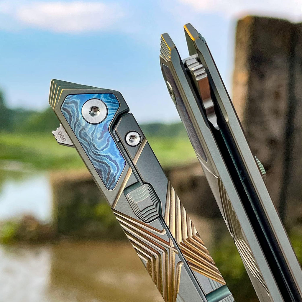 Gentleman's Front Flipper Folding Knife, M390 Steel Blade Pocket Knife with TC4 Titanium Handle, EDC Utility Knife for Men, Lightweight Pen Knife with Pocket Clip for Outdoor Camping Work