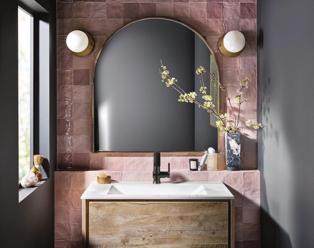 Moen Doux Matte Black Contemporary One-Handle High Arc Laminar Stream Bathroom Faucet, S6910BL