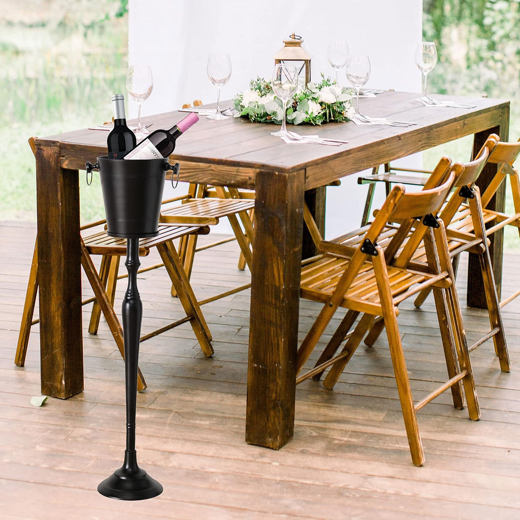 WHW Whole House Worlds Old World Luxurious Grand Hotel Champagne Bucket with Tall Stand, Black Finished Aluminum, 42.5 Inches Tall, 2 Piece Set