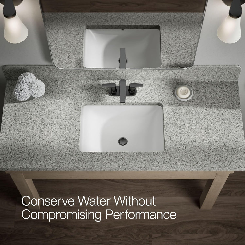 KOHLER K-97031-4-BL Taut Centerset Bathroom Sink Faucet, 1.2 GPM, Two-Handle Faucet, Minimalist Design, Corrosion Resistant, Matte Black