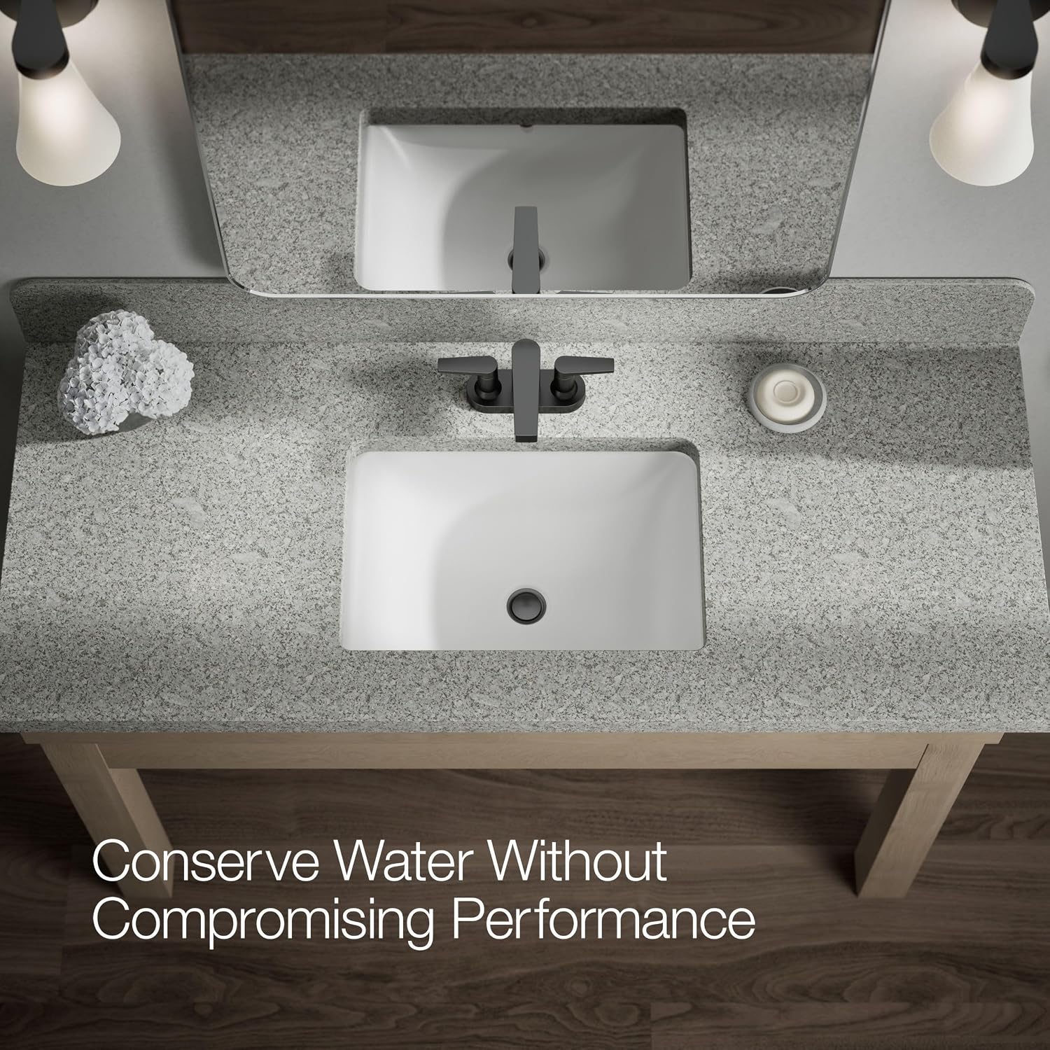 KOHLER K-97031-4-BL Taut Centerset Bathroom Sink Faucet, 1.2 GPM, Two-Handle Faucet, Minimalist Design, Corrosion Resistant, Matte Black
