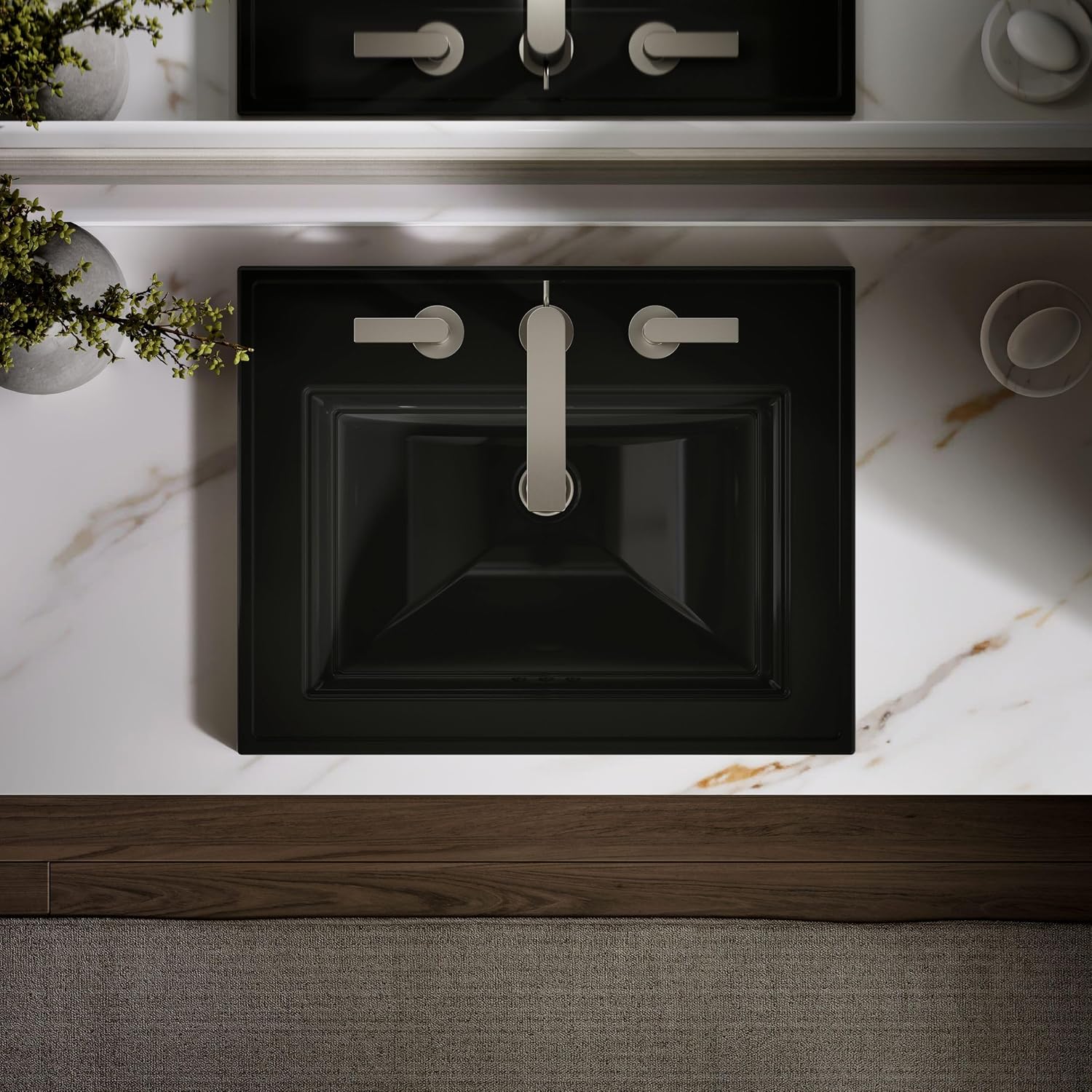 Kohler 2337-8-58 Memoirs® Stately 22-3/4' rectangular drop-in bathroom sink, Thunder Grey