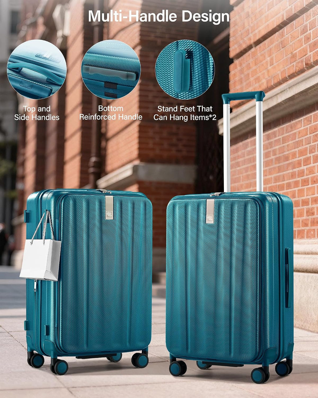 Hanke 24 Inch Expandable Luggage Top Opening Checked Bag Luggage Hard Shell Suitcases with Wheels Lightweight Travel Luggage Medium Suitcase with Lock for Woman Men-Caribbean Blue